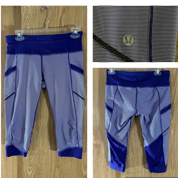 Lululemon Purple/White Leggings Capris/Joggers With Deep Pockets - Picture 8 of 8